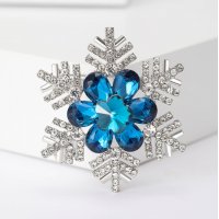 XSB190 - Blue Gemstone Snowflake Brooch